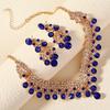 European and American Retro Necklace Earrings Set Bridal Wedding Banquet Dress Accessories Exaggerated Luxury Ruby Two-piece Set 2026