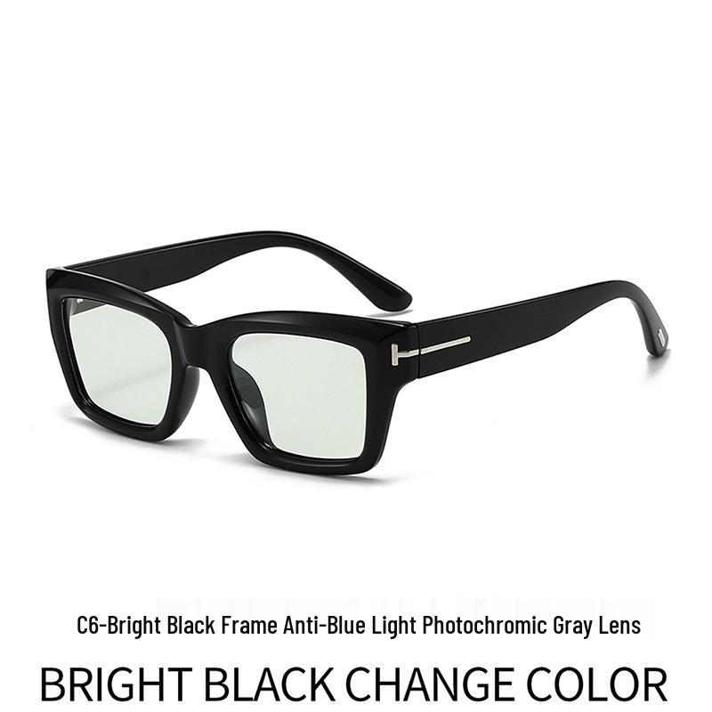 Occhiali da Sole Quadrati Polarizzati alla Moda Stile Coreano Unisex con Lenti Fotoromiche Grandi per Protezione UV