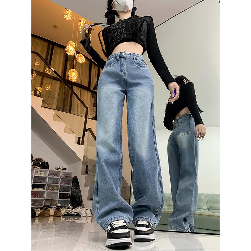 

2024 Winter Women s High-Waist Velvet Straight-Leg Wide Pants: Floor-Length, Loose & Slimming L