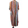 Gown Shirt Colorful Striped Pockets Single-breasted Round Neck Soft Long Shirt for Daily Wear