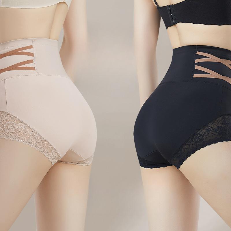 Ladies Spring and Autumn Lace Side High Waist Belly Lift Hip Flat Angle Briefs