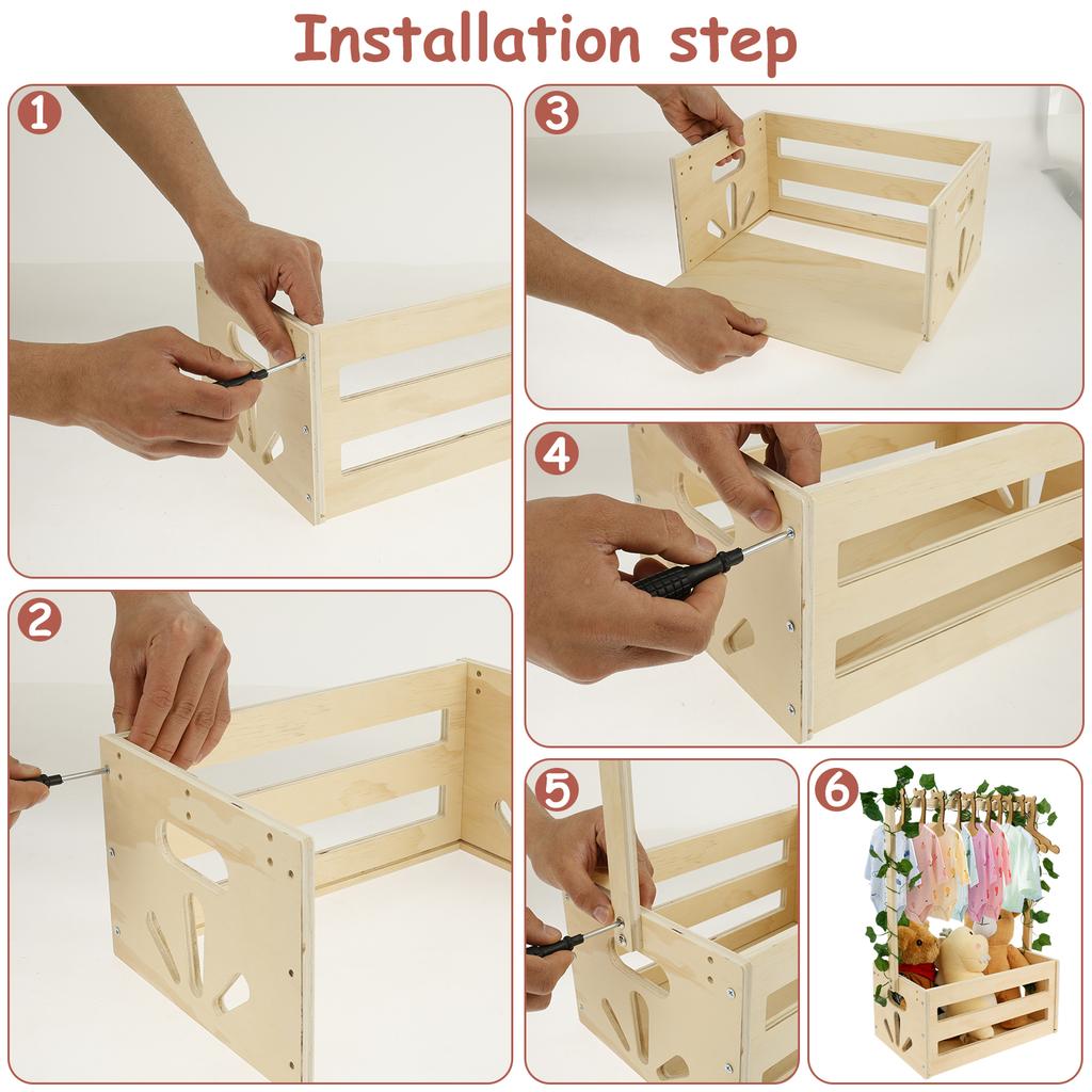 Wood Baby Crate Closet Kit Easy to Install Baby Wood Box Storage Rack Baby Shower Gift Clothes Wooden Storage Organizer