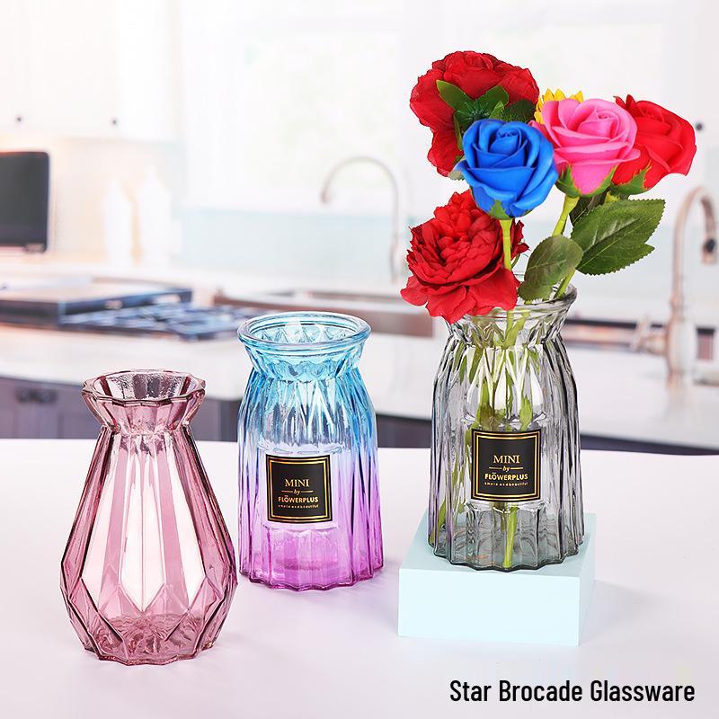 European Glass Vase for Fresh or Dried Flowers - Simple, Creative Home Decor Ornament
