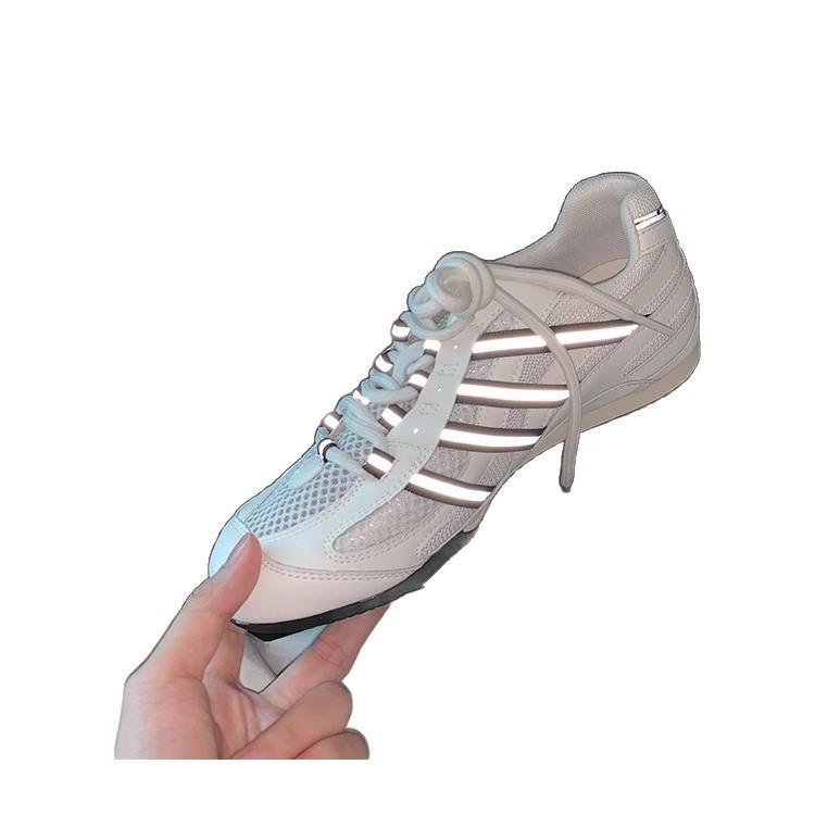 Height Increase 4cm~ Fashionable Mesh Contrasting Color Lace-up Inner Height Increase Forrest Gump Training Shoes Women's Soft-soled Casual Running Sp