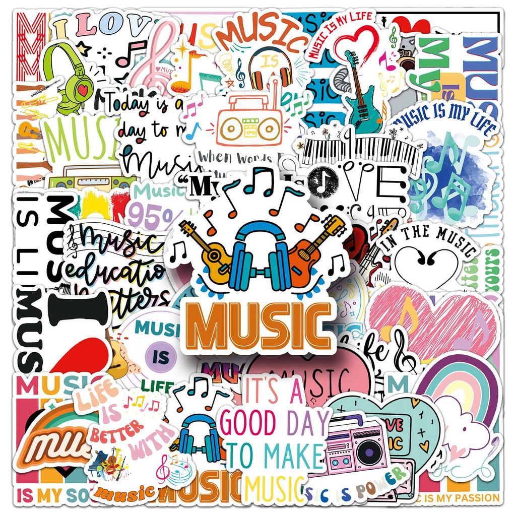 51 Love Music Graffiti Stickers Personality English Short Sentences Decorative Mobile Phone Case Water Cup Guitar Stickers