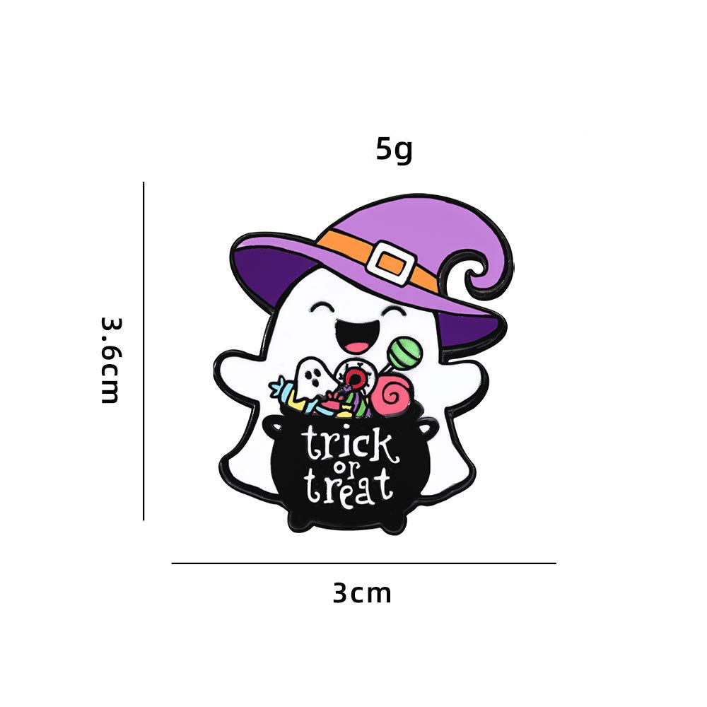 Halloween Ghost Metal Brooches Lapel Pins Candy Wizard Cat Hat Pumpkin Ghost Magic Cartoon Badge Horror Jewelry Friends Gift