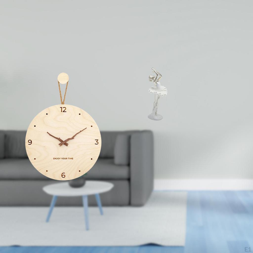 Minimalist Modern Nordic Wood Wall Clock And Ballerina Figurine Art Sculpture Creative Decorative