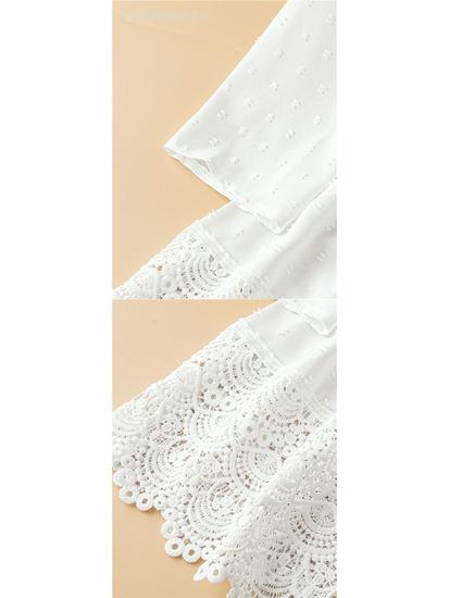 French Forest Style Hollow Embroidery Lace Casual Women's Short Shirt