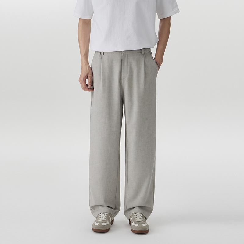 High-end casual pants men's spring and summer new old money style business pants loose straight wide-leg trousers men