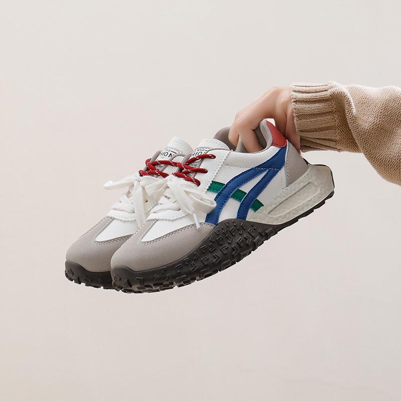 2025 spring new thick-soled Autonavi training shoes women's retro casual color matching mandarin duck bow Forrest Gump shoes