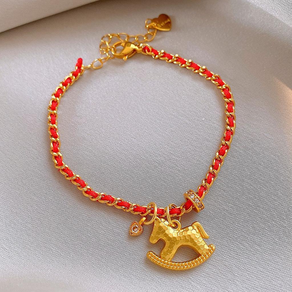 New Chinese style red braided rope natal year pony pendant bracelet bracelet personalized jewelry