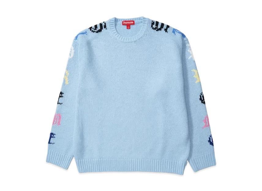 Supreme Old English Sleeves Sweater "Light Blue"