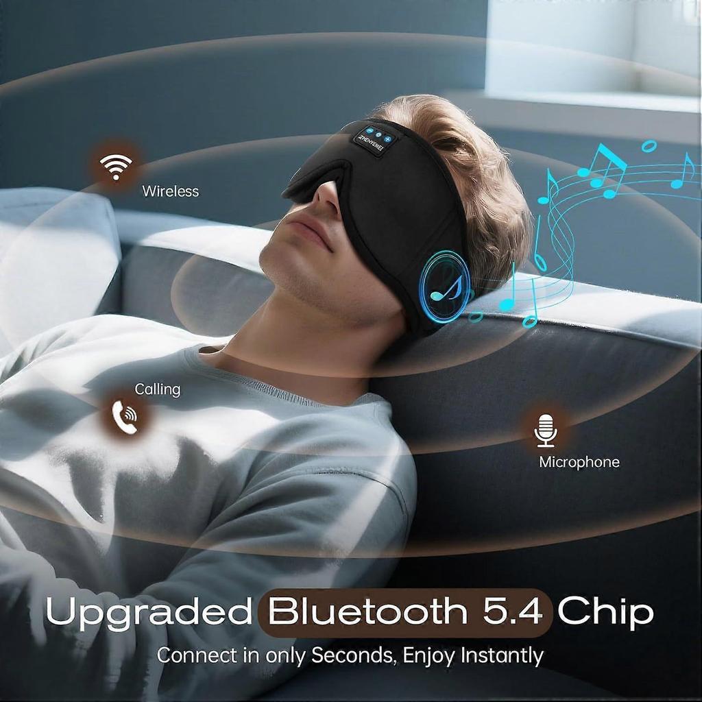 3D spánková maska s Bluetooth sluchátky, Spací sluchátka pro boční spáče, Bezdrátová hudební maska na oči s ultratenkým stereo
