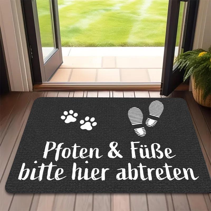 1pc German "Pfoten & Füße" Door Mat - Comfortable And Soft, Washable Indoor/Outdoor Mat, Suitable for Entrance, Outdoor Door Mat