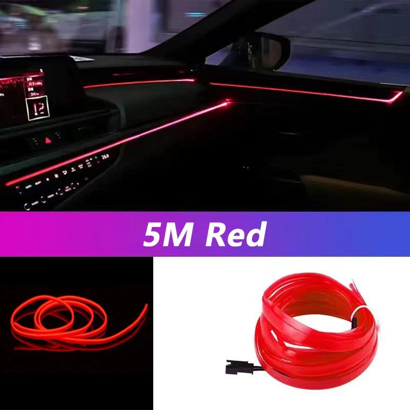 5M Car Interior LED Strip Lights - Flexible USB Powered Multi-Color Ambient Glow for DIY Auto Decoration & Party Atmosphere