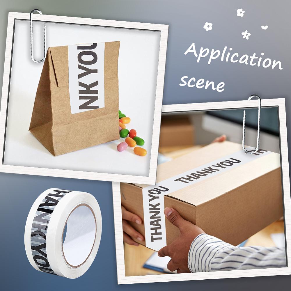 PP Adhesive Tapes DIY Scrapbook Decorative Adhesive Tapes for Craft and Gifts Word Thank You Pattern White 45x0.1mm about 100.00 Yards(91.44m)/Roll