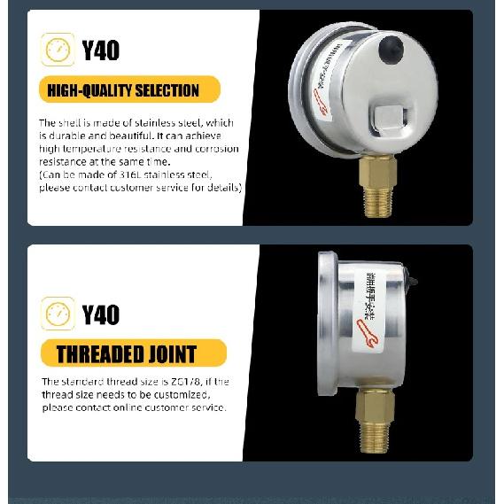 Mairuikesi Glycerin Filled Pressure Gauges manomete 40mm 1/8 Thread Connection Stainless Steel Case hydraulic oil filling meter