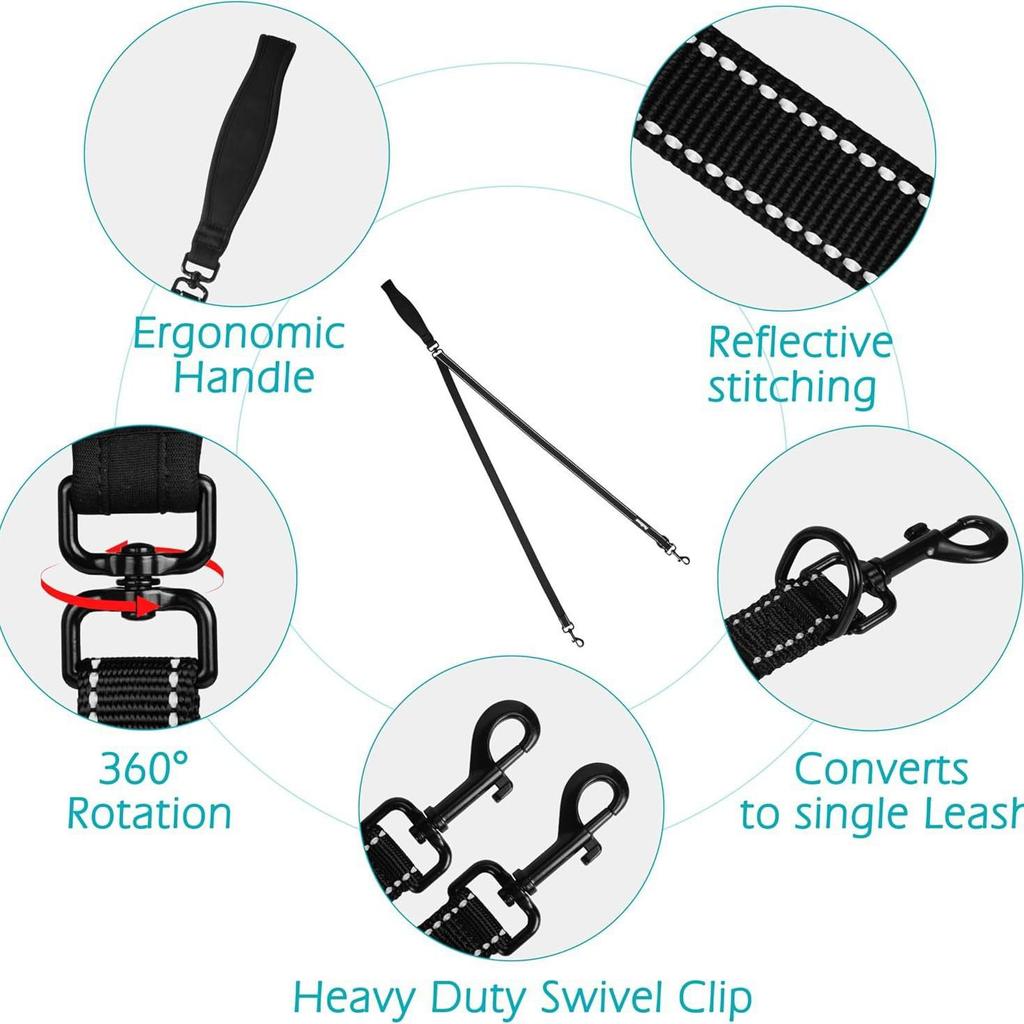 Durable Double-Ended Large Dog Leash for Outdoor Sports