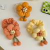 Handmade Flower Kids Hair Scrunchies Satin Elastic Hair Ties Accessories Floral Cute Linen Scrunchy Hair Band for Girls