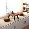 Handwoven Rattan Tea Table Japanese Tatami Style Small Space Coffee Stand Natural Living Room Furniture for Zen Decor