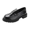 Damskor 2025 Brittisk stil läderloafers - Höst slip-on, mångsidiga arbetsskor med tjock sula