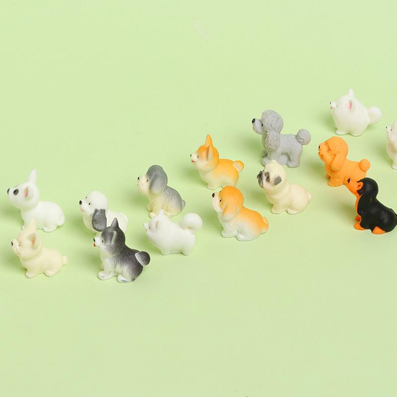 Cute Resin Dog Figure Realistic Animal Statue Mini Desk Car Decor Micro Landscape DIY Craft Ornament Gift