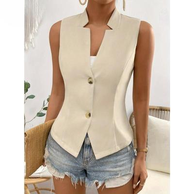 Damenmode Casual Sommer Frühling Einfarbig Druck Ärmellose V-Ausschnitt Blusen & Hemden