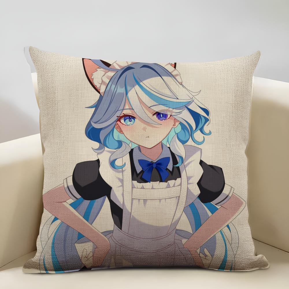 Genshin Impact Furina Cushion Household Decoration Linen Sofa Cushion Cover: Skin-Friendly & Breathable with Invisible Zipper