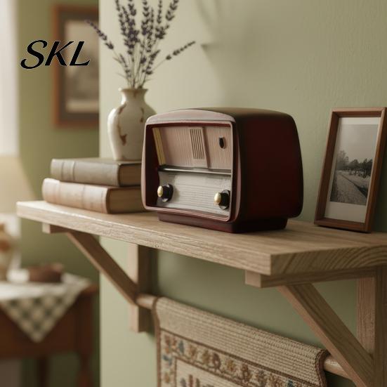 Mini Vintage Radio Ornament Model Desk Ornament, Retro Home Decoration Toy, Miniature Old Distressed Finish for Living Room Office Decor Wooden
