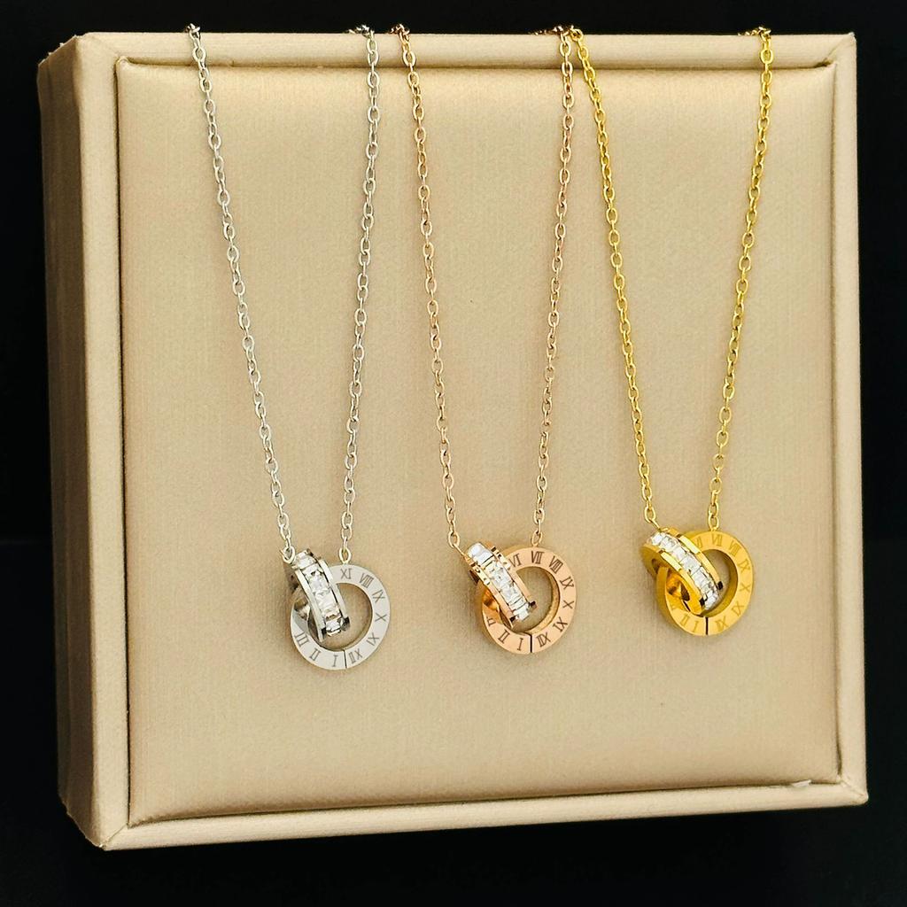 New Gothic Roman Digital Zircon Circle Necklace For Woman Fashion Korean  Party Girl's Sexy Luxury Clavicle Chain