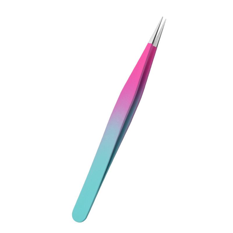 Nerezová ocel Zahnutá špička Pinzeta na prodlužování řas - Vysokohustotní Páv Motýl Kvetoucí Klip