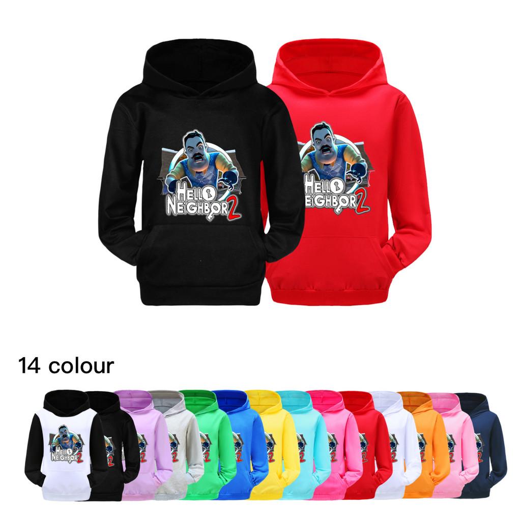 4262 Bambini Ragazzi Ragazze HELLO NEIGHBOR Felpe con Cappuccio in Cotone Stampato a Maniche Lunghe con Tasca