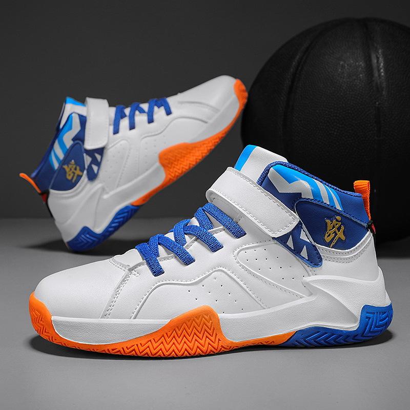 Children's professional basketball training 2025 new middle-aged and older children's Velcro basketball shoes shock-absorbing boys' sneakers