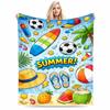 Bunte Sommerstrand Cartoon-Decke mit Surfbrett und Flip-Flops Design Decke, geeignet für den Gebrauch im Schlafzimmer, Wohnzimmer, auf dem Sofa