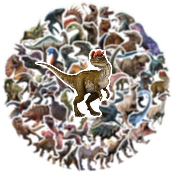 50Pcs/Set Dinosaur Sticker Non-fading Waterproof Self-Adhesive Multiple Patterns Animal Notebook Scooter Storage Box Graffiti Decal Home Appliances