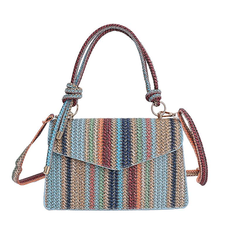 

Textured portable shoulder bag 2 summer new trendy fashion versatile messenger bag retro simple handbag синій