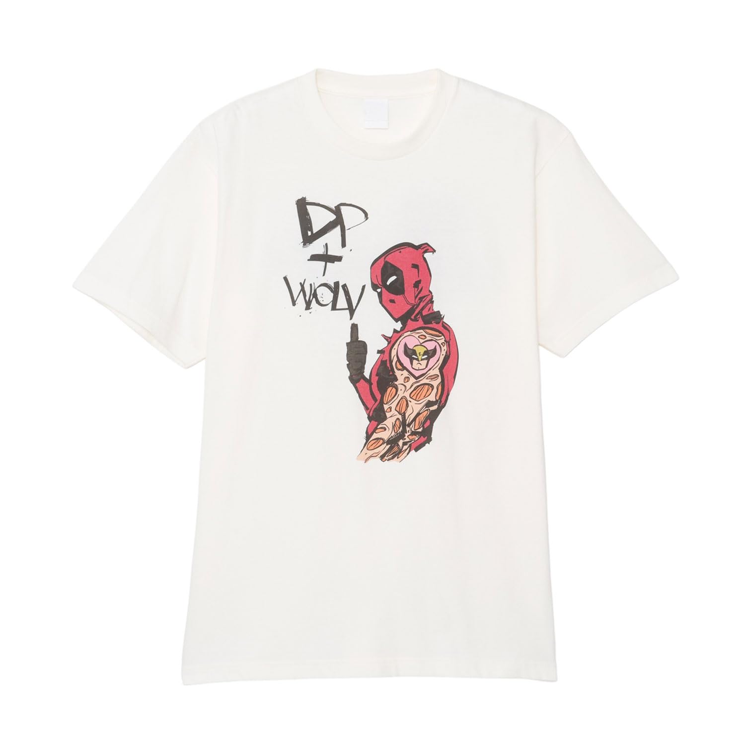 

Small Planet Marvel Deadpool Wolverine Blowing a Kiss Size Ivory & T-Shirt, L, слоновая кость