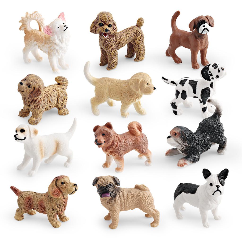 Cute Dalmatian Bulldog Dachshund Chihuahua Golden Retriever Model Ornament Set For Kids And Collectors