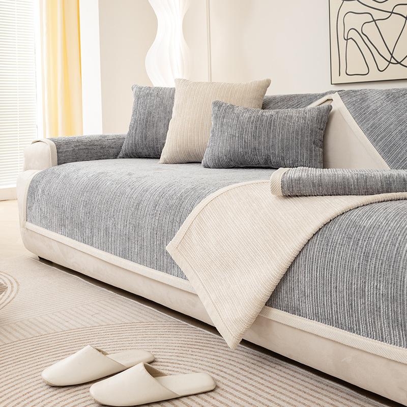 Four Seasons Universelles rutschfestes Sofakissen, Chenille, einfacher Stoff, moderne Kombination, Sofabezug, Schonbezug, universeller Bezug, komplettes Set