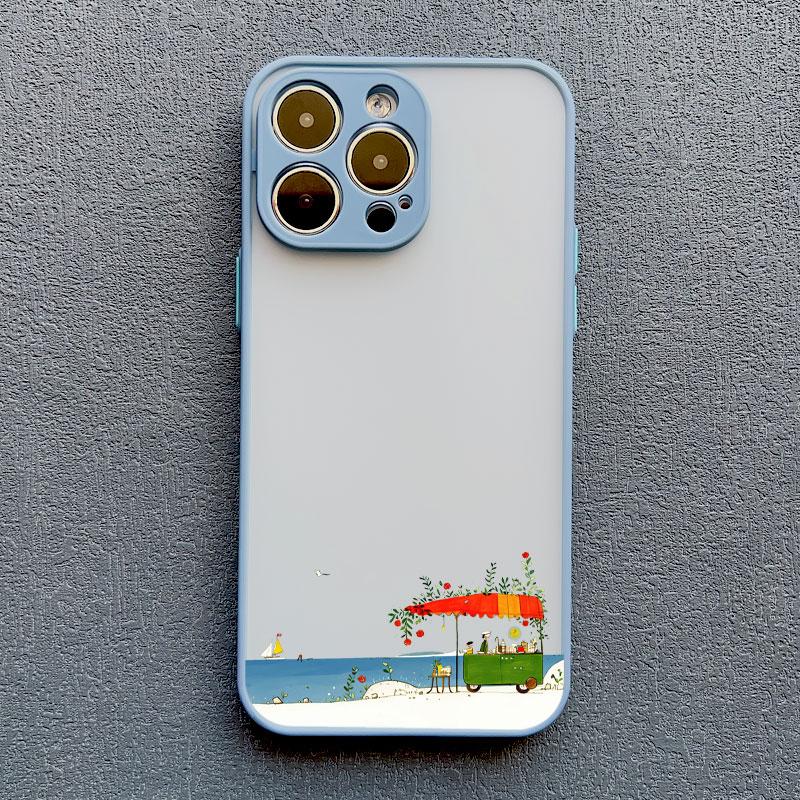 Cute Vacation On Beach Cartoon Phone Case for iPhone 16 15 14 Pro Max Plus 11 12 13 Pro Max Mini XR XS X SE2 Shockproof Covers