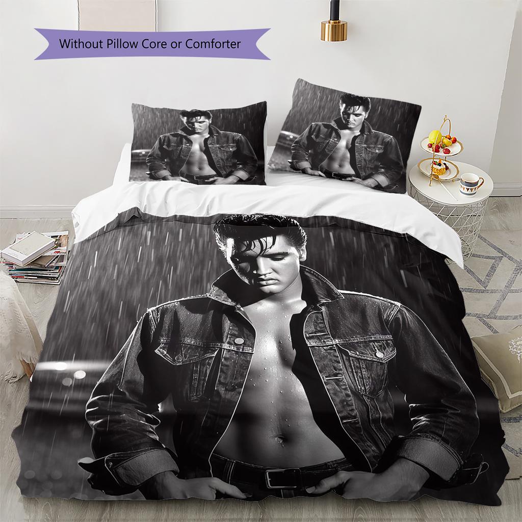 Elvis Presley Pattern Bedding,Quilt Set Quilt Cover Pillowcase Home Birthday Gift (1 * duvet cover + 2 * pillowcase, without core)