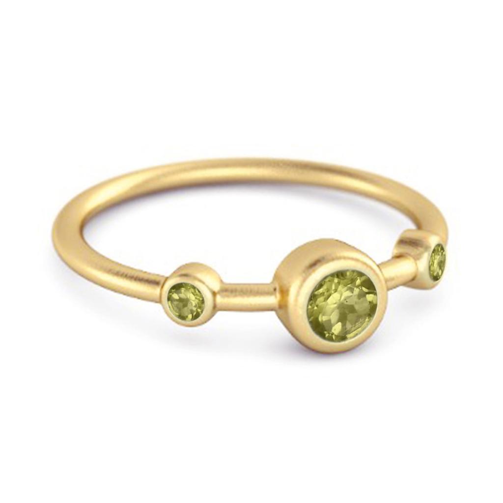 Peridot Triple Bezel-Set Ring - Sterling Silver Gold Vermeil