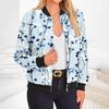 Women's Fashion Long Sleeve Floral Print Round Neck Zip Jacket