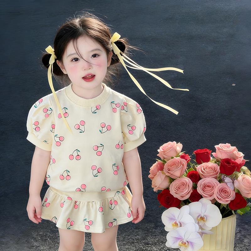 Infant Girl Summer Two-Piece Set: Cute Short Sleeve Top & Skirt