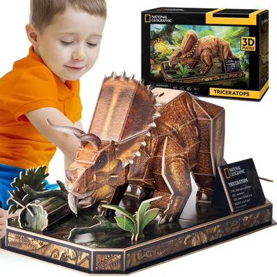 ASSYME Triceratops Papercraft 3D Jednoduché, Bez Lepidla alebo Nástrojov Potrebné Skladačka, Deti,
