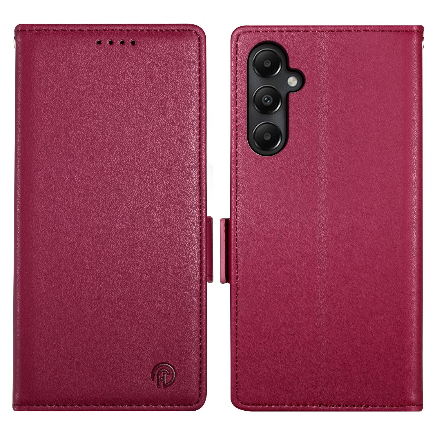 

DF-010 For Samsung Galaxy A05s 4G Case Leather Wallet Protective Phone Cover Wine Red