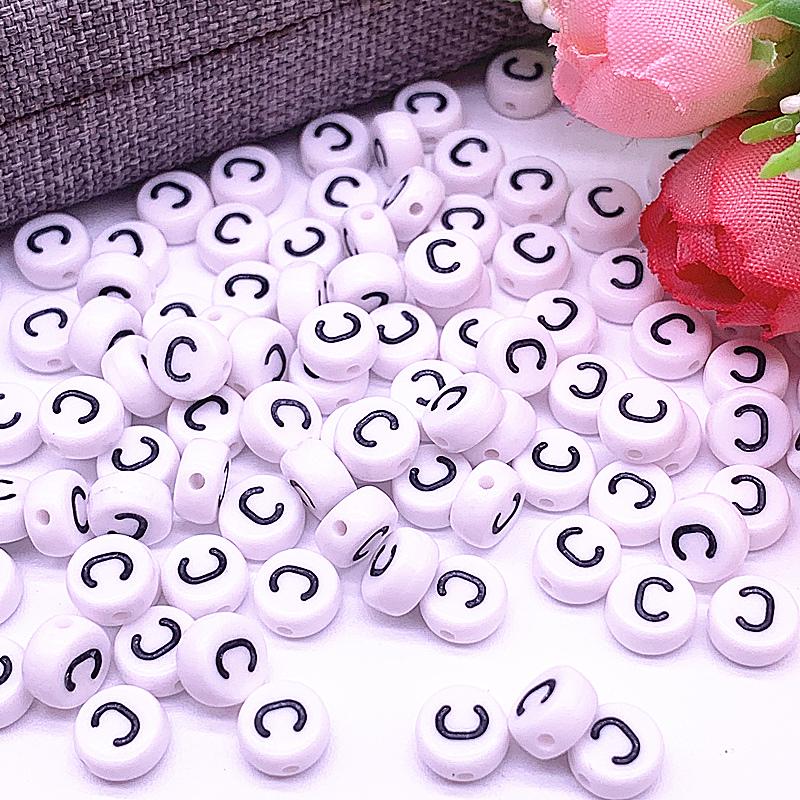 100pcs/lot 7x4mm 26 Letter Beads Round Shape Beads Alphabet Letter Charms for Make Jewelry Accessories