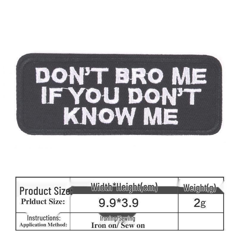 Vtipné černobílé vyšívané anglické písmenkové nášivky na oblečení