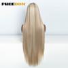 FREEDOM Synthetic Lace Frontal Wig For Women 38 Inch Long Straight Ombre Brown Red Ginger Hightlight Lace Front Wigs Cosplay Wig