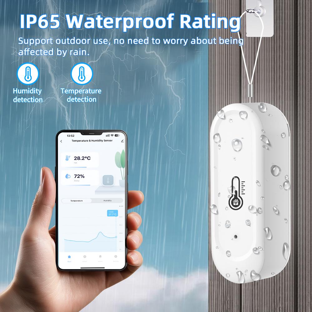 Tuya Smart Temperature And Humidity Sensor WiFi/Zigbee IP65 Waterproof Indoor Outdoor Dual-use Compatible With Alexa Google Home